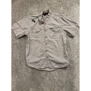 Harley Davidson Shirt Mens XL Gray Short Sleeve Button HD Logo Casual Workwear *